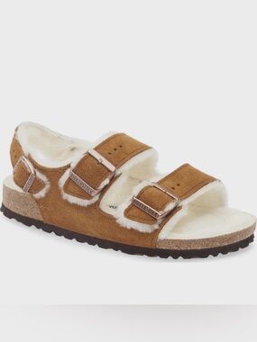 BIRKENSTOCK Milano Suede Shearling Slingback Sandal, Size 41 (Women’s 10)